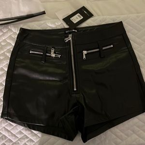 fashion nova black leather shorts